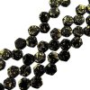 Czech Glass Honeycomb Beads 2-Hole 6mm 30 Pcs Jet Gold Splash