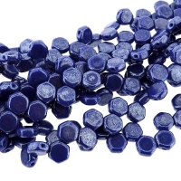 Czech Glass Honeycomb Beads 2-Hole 6mm 30 Pcs Royal Blue Luster