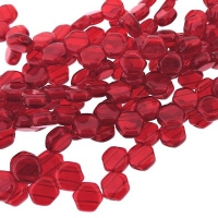 Czech Glass Honeycomb Beads 2-Hole 6mm 30 Pcs Ruby Red