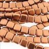 Tile Beads 6mm Square 2-Hole - Matte Metallic Copper