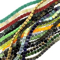 10 Strand Value Pack Czech Glass Square 2-Hole Tile Beads 6mm