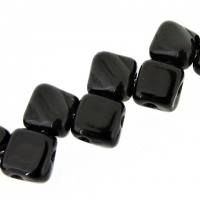 Czech Glass 2-hole Silky Beads 6mm (40) Jet Black