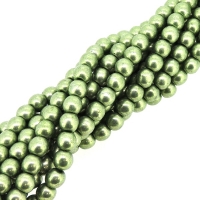 Czech Round Druk Beads 4mm - Sueded Mtlc Greenery Appx 100pcs