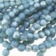 Round Druk Czech Beads 6mm Blue w/ Etched Silver Finish