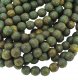 Round Druk Czech Beads 6mm Green/Yellow w/ Etched Picasso Finish