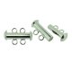Slide Lock Clasps 2-strand Silver Plated 16mm. Pack of 3