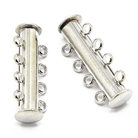 Slide Lock Clasps 4-strand Silver plated 36mm. Pack of 3