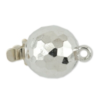 Upper Clasp Round Faceted Nickel Free Rhodium Plated