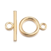 Toggle Clasps Stainless Steel 18K Gold Plated 16x12mm, 5 Sets