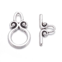 Toggle Clasps T-Bar & Ring Clasps Silver Tone 12mm, 20 Sets