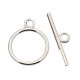 Toggle Clasps Round 15x2mm 20 Sets Silver Tone