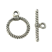 Toggle Clasps T-Bar & Ring Clasps Antique Silver, 10 Sets
