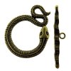 Toggle Clasp Large Snake Design 46mm Antique Bronze 3 Sets