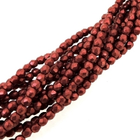 Fire Polished Faceted 2mm Round Beads 50pcs - CT SM Cranberry