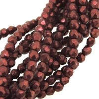 Fire Polished Faceted 2mm Round Beads 50pcs - CT SM Merlot
