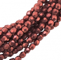 Fire Polished Faceted 2mm Round Beads 50pcs - CT SG Samba Red