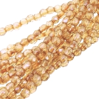 Fire Polished Faceted 2mm Round Beads 50pcs - LS TR Champagne