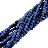 Fire Polished Faceted 2mm Round Beads 50pcs - Mtlc Suede Blue
