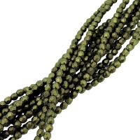 Fire Polished Faceted 2mm Round Beads 50pcs - Mtlc Suede Gold