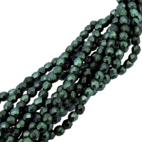 Fire Polished Faceted 2mm Round Beads 50pcs - Polychrome Aqua Tl
