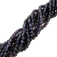 Fire Polished Faceted 2mm Round Beads 50pcs - Luster Tanzanite