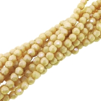 Fire Polished Faceted 2mm Round Beads 50pcs - LS Opq Champagne