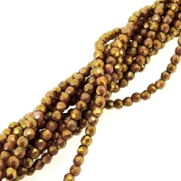 Fire Polished Faceted 2mm Round Beads 50pcs - Oq Rose/Gold Topaz
