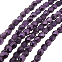 Fire Polished Faceted 3mm Round Beads 50pcs - Metallic Ice Amy