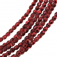Fire Polished Faceted 3mm Round Beads 50pcs - Mtlc Pomegranate