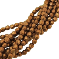 Fire Polished Faceted 3mm Round Beads 50pcs - CT SM Russet Orang