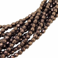 Fire Polished Faceted 3mm Round Beads 50pcs - SG Ash Rose