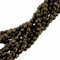 Fire Polished Faceted 3mm Round Beads 50pcs - Dark Bronze