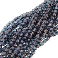 Fire Polished Faceted 3mm Round Beads 50pcs - Luster Denim Blue
