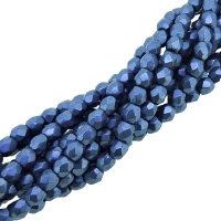 Fire Polished Faceted 3mm Round Beads 50pcs - CT SM Navy Peony