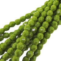 Fire Polished Faceted 3mm Round Beads 50pcs - Opaque Olive