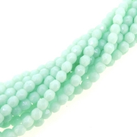 Fire Polished Faceted 3mm Round Beads 50pcs - Opaque Pale Jade