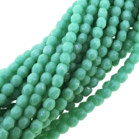 Fire Polished Faceted 3mm Round Beads 50pcs - Opq Turquoise Grn