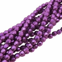 Fire Polished Faceted 3mm Round Beads 50pcs - CT SM Pink Yarrow