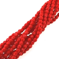 Fire Polished Faceted 3mm Round Beads 50pcs - Opq Red