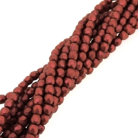 Fire Polished Faceted 3mm Round Beads 50pcs - Matte Mtllic Lava