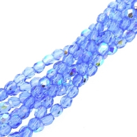 Fire Polished Faceted 3mm Round Beads 50pcs - Sapphire AB