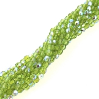 Fire Polished Faceted 3mm Round Beads 50pcs - Olivine AB