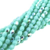 Fire Polished Faceted 3mm Round Beads 50pcs - Turquoise AB