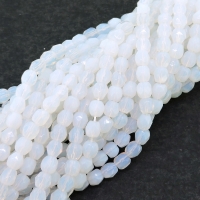 Fire Polished Faceted 4mm Round Beads 100pcs - White Opal