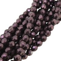 Fire Polished Faceted 4mm Round Beads 100pcs - SM Red Pear