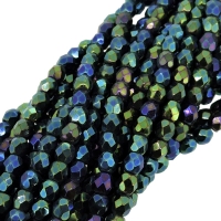 Fire Polished Faceted 4mm Round Beads 100pcs - Green Iris