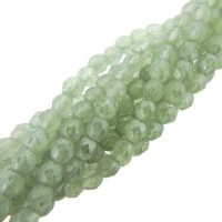 Fire Polished Faceted 4mm Round Beads 100pcs - LS Stone Green