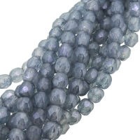Fire Polished Faceted 4mm Round Beads 100pcs - Luster Stone Blue