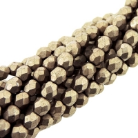 Fire Polished Faceted 4mm Round Beads 100pcs - Metallic Dogwood