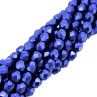 Fire Polished Faceted 4mm Round Beads 100pcs - CT SM Lapis Blue